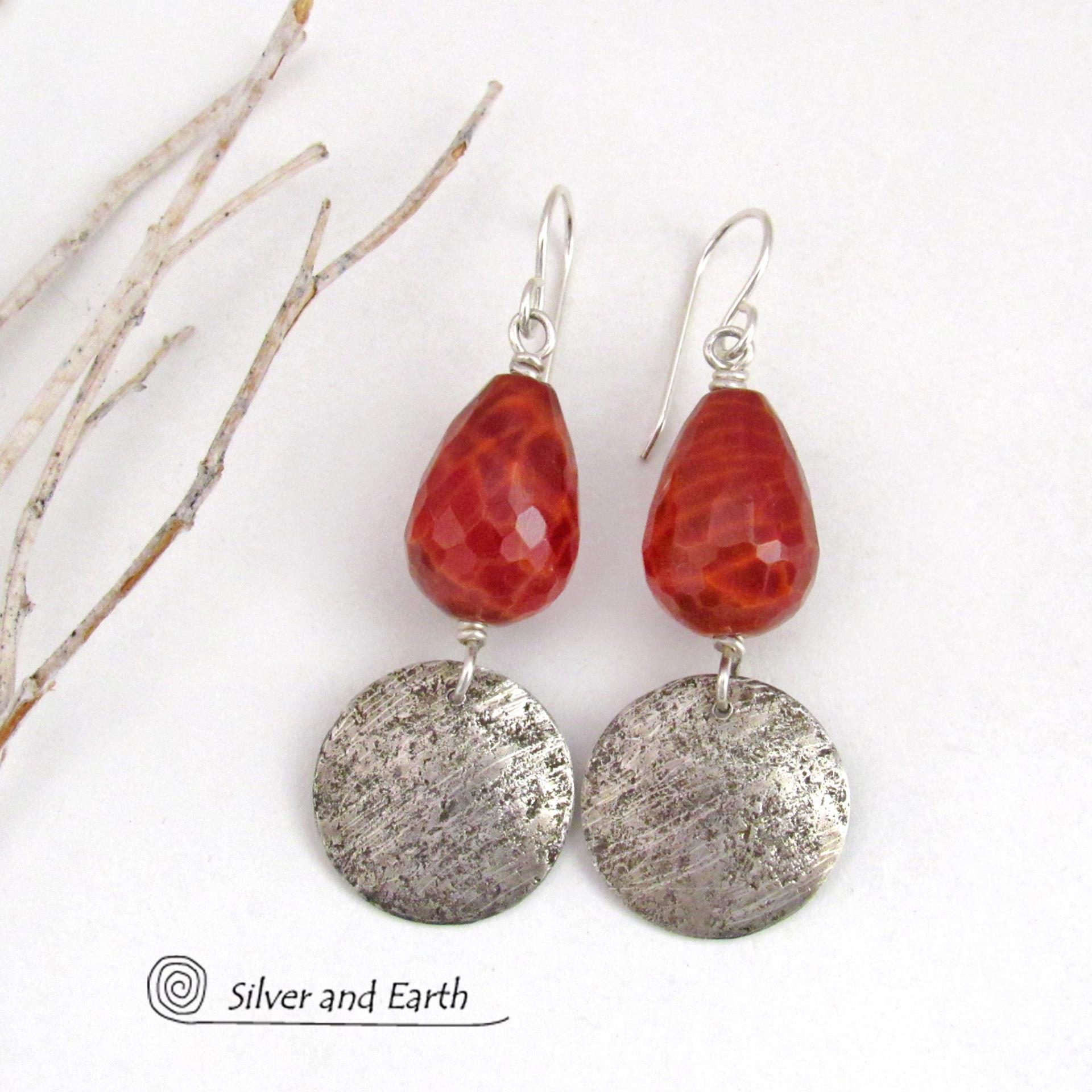 Fire agate earrings sales